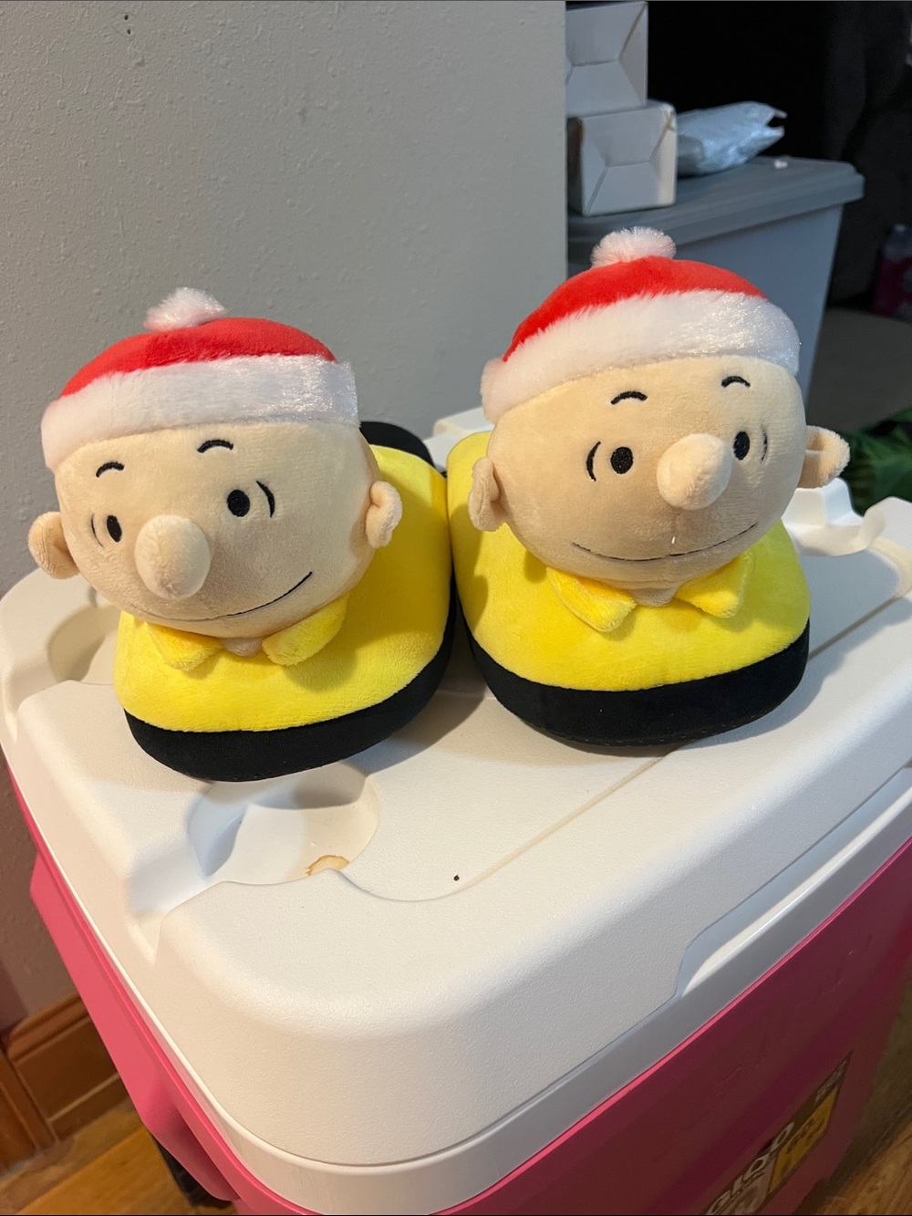 Peanuts Yellow & Red Charlie Brown Plush Slippers